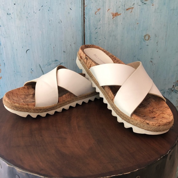 Wanted white sandals with criss-crossed straps, cork & white soles, size 8 - Picture 9 of 10